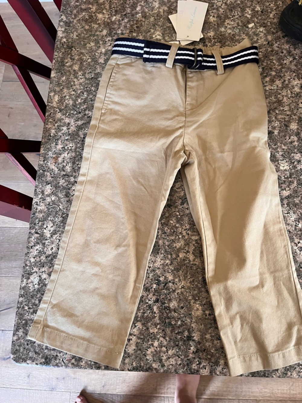 Ralph Lauren NWT Boys Straight Khaki Cotton Chino Pants - Beige Size 24 Months